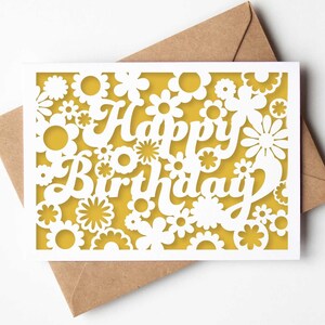 Retro Girl Birthday Card SVG, Vintage Flower Cutting Machine Card for Her, Mother Daughter Greeting Card Birthday Cut File Design for Cricut