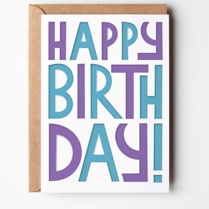 Carte d'anniversaire des années 90 SVG, carte de voeux papercut joyeux anniversaire en couches, carte d'anniversaire tendance pour garçon fille ado rétro fichier coupe Design Cricut