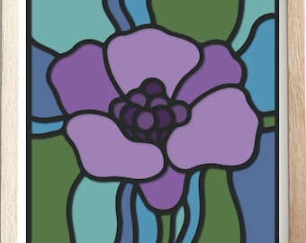 3D bloemen gebrandschilderd glas SVG, gelaagde schaduwbox psychedelisch retro bloem Boho lente zomer papercut Boho gesneden bestand ontwerp voor Cricut