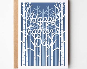 Vaderdagkaart SVG, gelaagd buiten berglandschap Papercut voor papa gesneden bestand karton ontwerp voor Cricut Silhouette