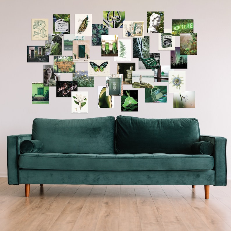 Green Wall Collage Kit Digital Prints Aesthetic Room Decor Etsy