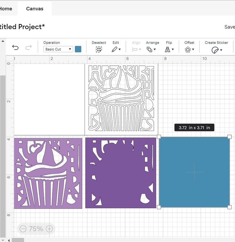 Pu&ograve; includere: Un design digitale per un biglietto di auguri di compleanno con un cupcake con le parole "Buon compleanno" intorno. Il design &egrave; in bianco e nero ed &egrave; pronto per essere tagliato su una macchina da taglio. Il design misura 3,72 pollici per 3,71 pollici.