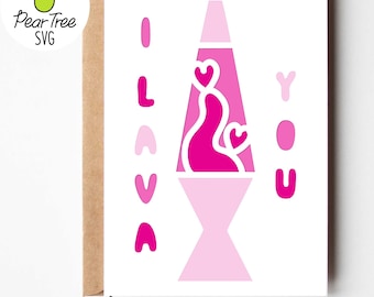 Valentijnsdag SVG, gelaagde lavalamp leuke retro grappige Valentijnsdag kaart papercut gesneden bestand karton project snijmachine