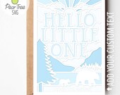 New Baby Card SVG,  Custom Layered Boy Woodland Bear Papercut Greeting Card, Hello Layered Baby Shower Cut File Design Cricut Silhouette