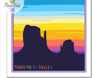 3D Monument Valley SVG, Nationaal Park gelaagde Shadowbox zonsondergang 70s 80s Retro Papercut Zuidwest Arizona gesneden bestand ontwerp Cricut silhouet