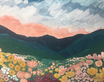 Original Acrylic Painting, Landscape painting, Acrylic on canvas, Mountain landscape