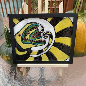 Beetlejuice sandworm Painting, glass painting, beetlejuice, Tim Burton, Tim Burton fan art, beetlejuice fan art, sandworm, beetlejuice