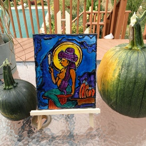 Mermaid Painting, mermaid glass painting, Sicilian mermaid Painting sun catcher, wall art, mosaic art, stained glass art, Sicilian folklore