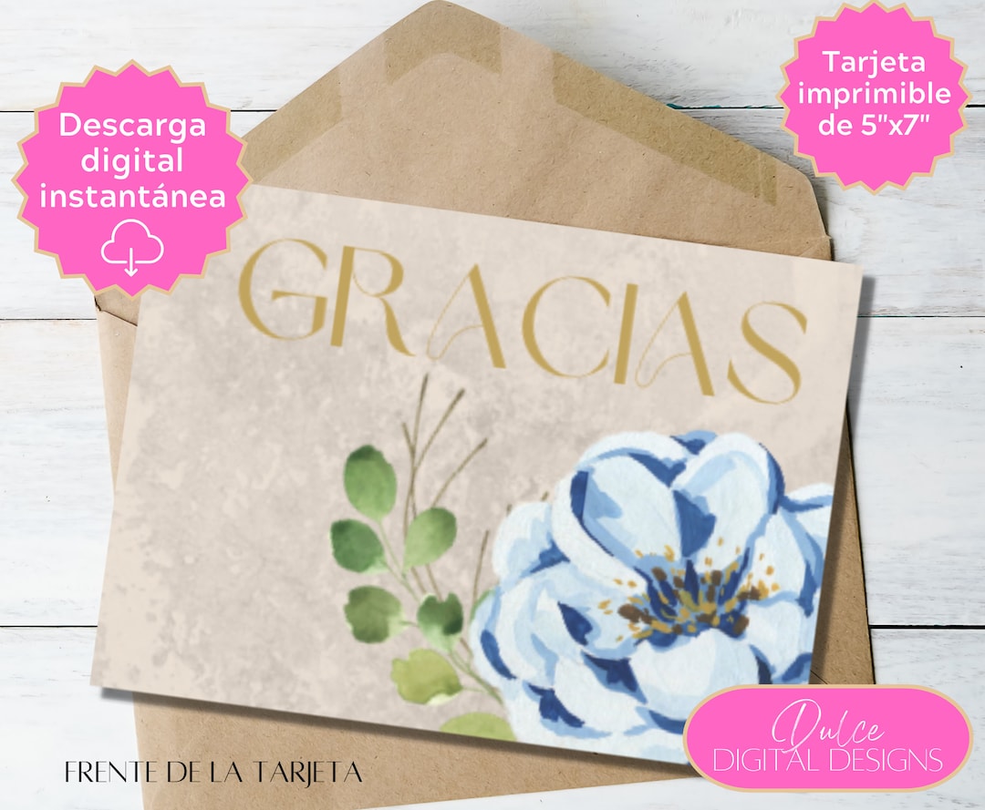 Tarjeta De Gracias Imprimible, Descarga Digital Instantánea, 5x7 Nota