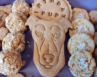 Greyhound personalised doggy treats, natural ingredients, nothing artificial added, gluten free and vegan