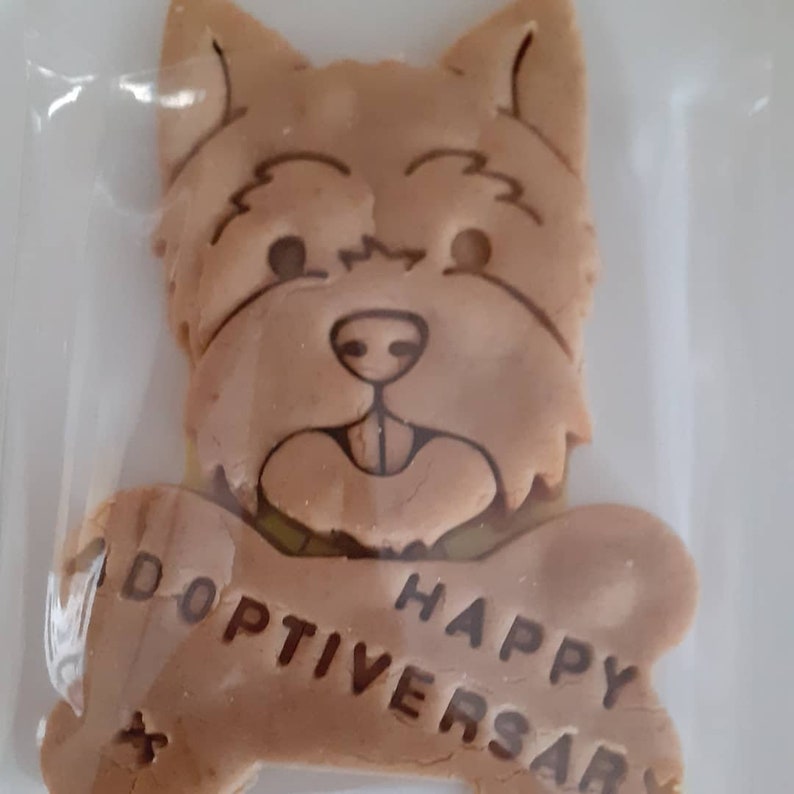 Personalised Dog treat. Organic Banana and natural peanut butter dog cookies with your own message. Vegan & gluten free image 5