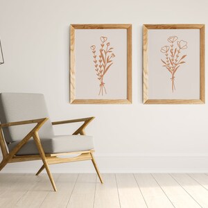 Boho Flowers Poster Set of 3 Printables Flower Wall Art - Etsy