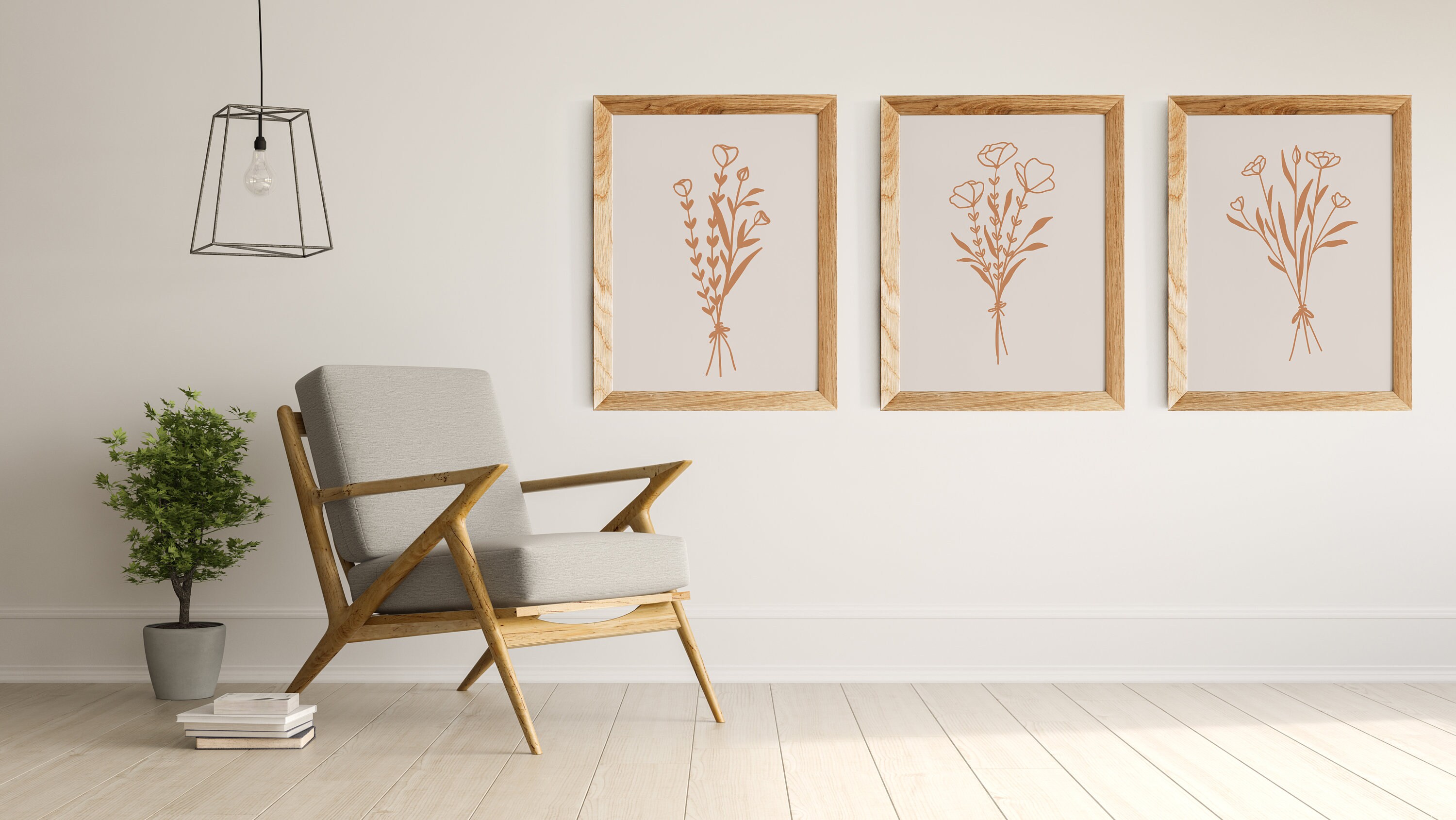 Boho Flowers Poster Set of 3 Printables Flower Wall Art | Etsy