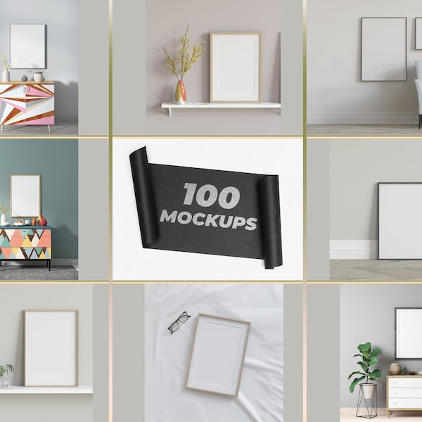 Home Interiors 100 Zimmer Rahmen Mockup Bundle, Rahmen Mockup Bundle, Interıor Mockup, Wand Dekor Mockup, Wohnzimmer Mockup, Kinderzimmer Mockup