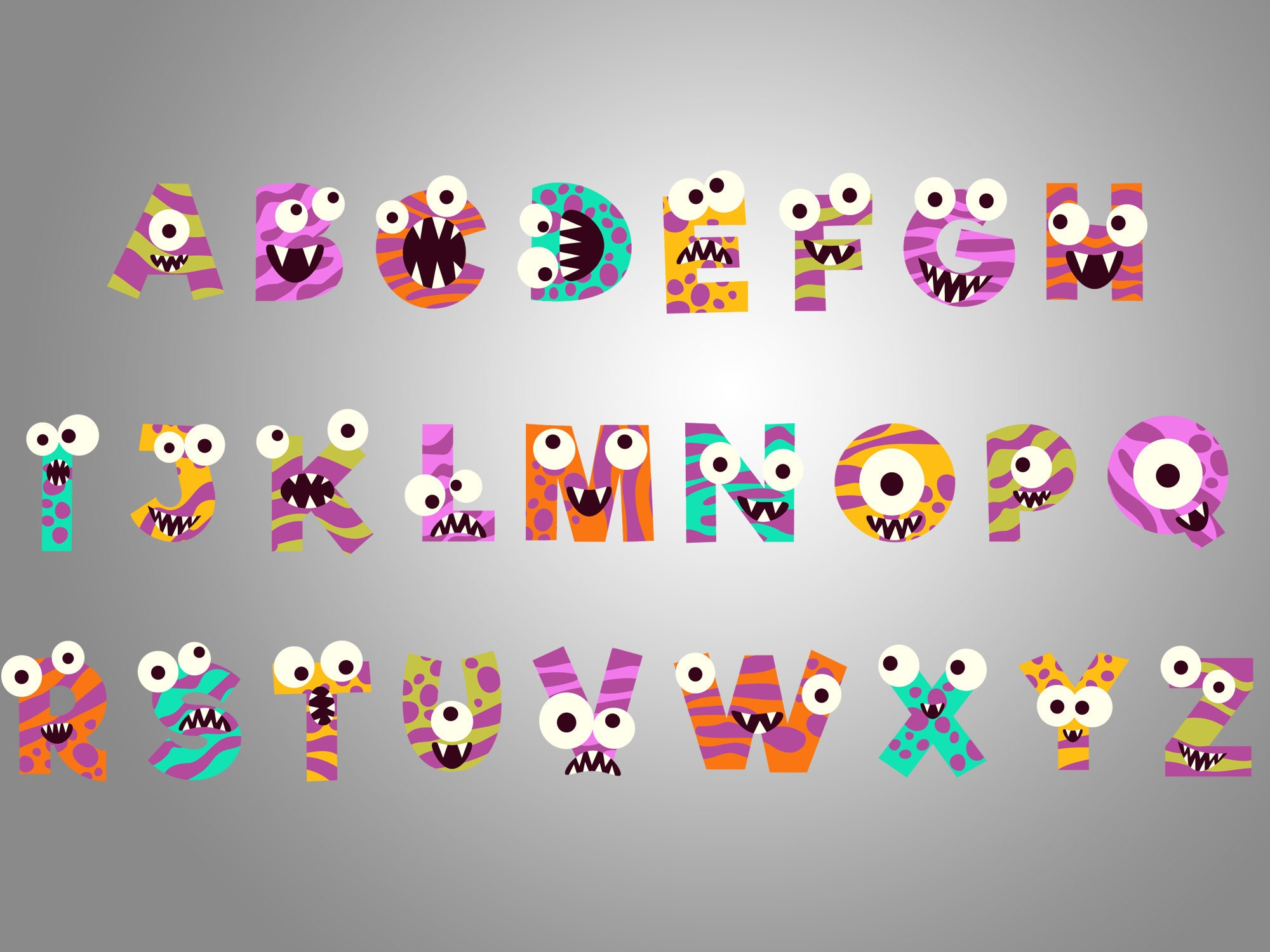 Monster alphabet Svg | Etsy