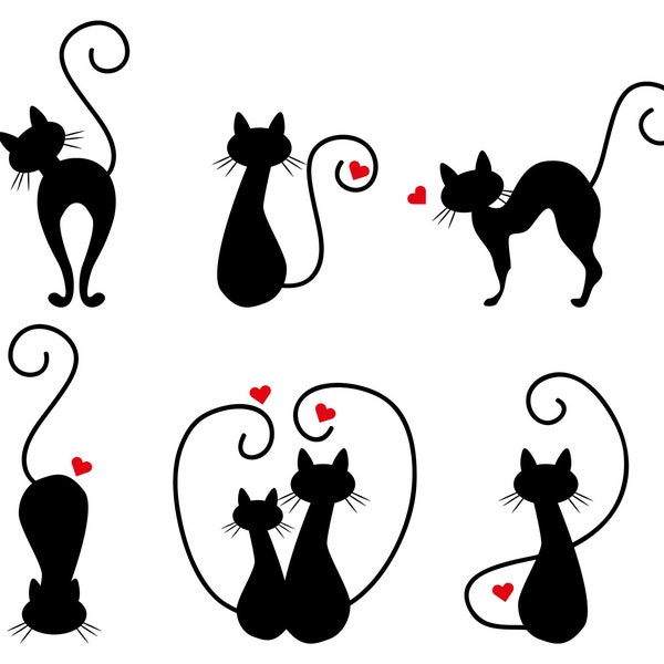 Liebe Katze Silhouetten Vektor Cricut Svg