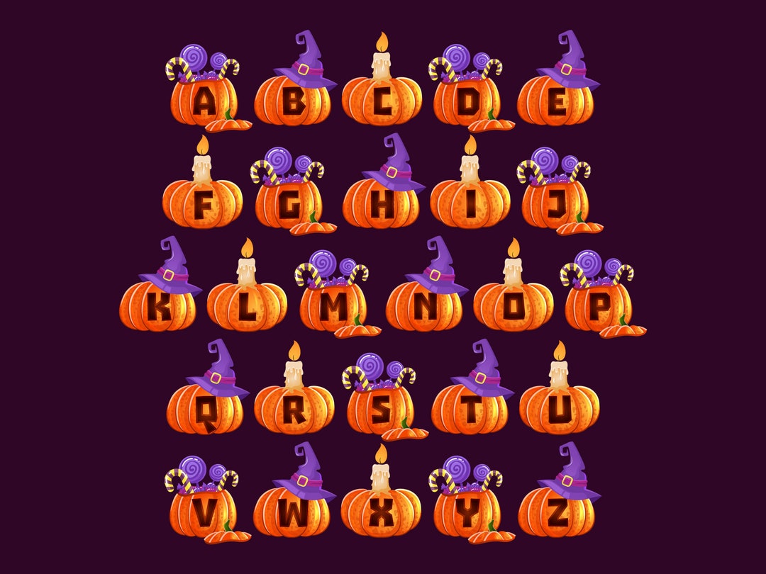 Halloween Pumpkin Alphabet Printable Svg Vector Etsy