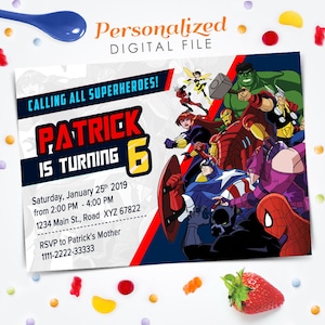 Avengers Invitation, Avengers Birthday Invitation, Avengers Invite, Superhero Invitation, 5x7 Digital file invite