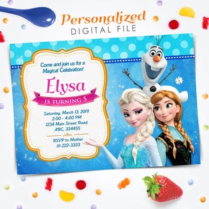 Frozen Invitation, Frozen Birthday Invitation, Frozen invite, 5x7 Digital file invitation