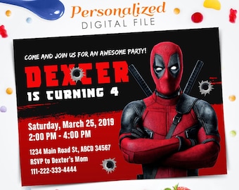 Invitation Deadpool Etsy Invitation Deadpool Etsy