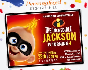 The Incredibles Invitation, The Incredibles Jack-Jack Birthday Invitation, The Incredibles Invite, Jack-Jack invite, 5x7 Digital file invite