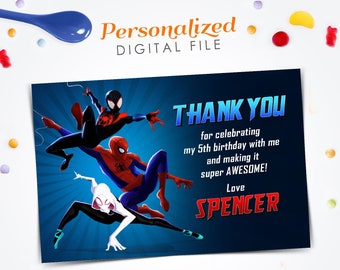 Spiderman-into-the-spiderverse Thank you card, Spiderman Spiderverse Thank you card, Spiderman Thank you card, 4x6 Digital file