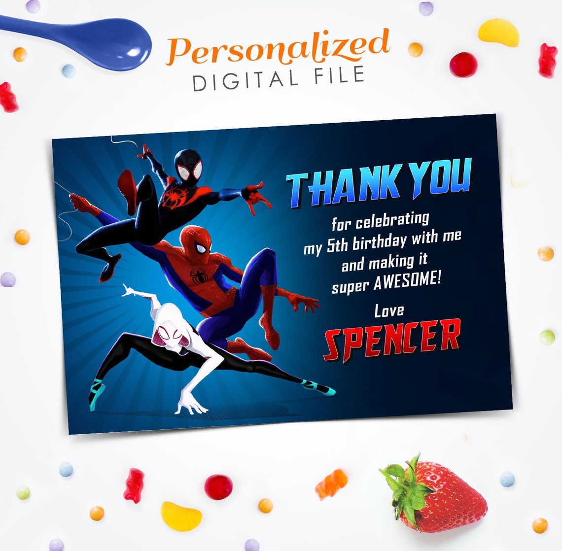 Spidermanintothespiderverse Thank You Card, Spiderman Spiderverse
