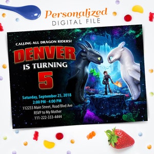 How to Train Your Dragon Invitation, How to Train Your Dragon Birthday Invitation, How to Train Your Dragon Invite, 5x7 Digital file invite