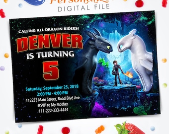 How to Train Your Dragon Invitation, How to Train Your Dragon Birthday Invitation, How to Train Your Dragon Invite, 5x7 Digital file invite