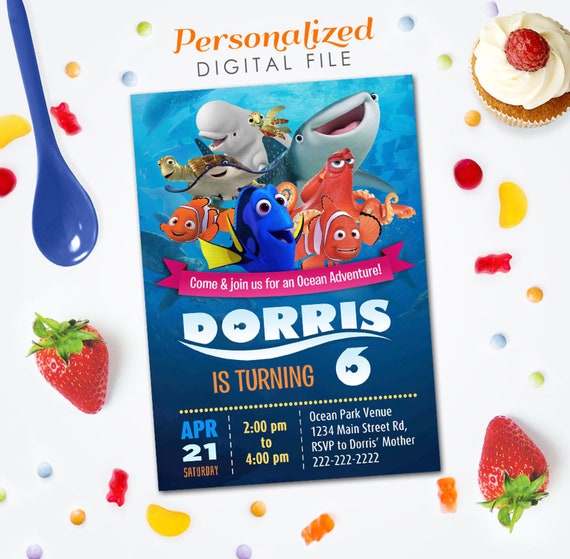 Finding Dory Invitation Finding Dory Birthday Invitation - Etsy