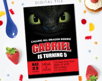 Toothless Invitation, How to Train Your Dragon Birthday Invitation, Toothless - How to Train Your Dragon Invite, 5x7 Digital file invite