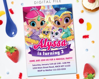 Shimmer und Shine Invitation, Shimmer und Shine Birthday Einladung, Shimmer und Shine Invite, 5x7 Digital-Datei einladen