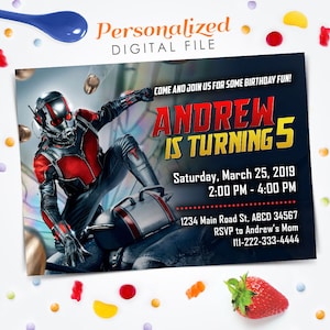 Ant-Man Invitation, Ant-Man Birthday Invitation, Ant-Man invite, Ant-Man Birthday printables, 5x7 Digital file invitation