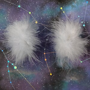 Weiße Fransen Marabou Pom Pom Haarspangen