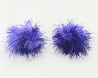 Purple & Lavender Mix Fuzzy Marabou Pom Pom Hair Clips