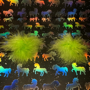 Neon Green Fuzzy Marabou Pom Pom Hair Clips