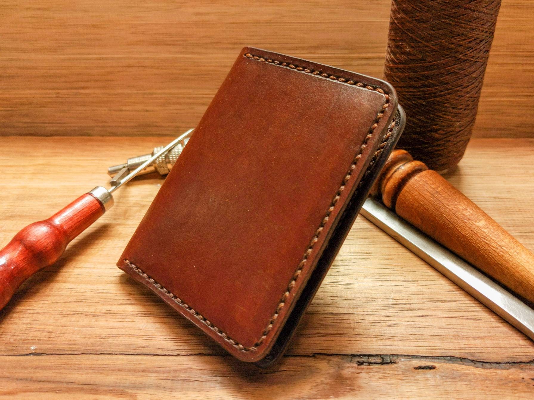 Handmade Leather Card Holder Wallet Etsy