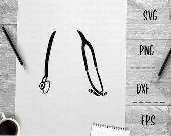 Stethoscope SVG Nurse Hospital Doctor Camicia Collar- PNG EpS DXF, Cricut, Silhouette, Vinile di trasferimento di calore, Clip Art, Decal, Stencil, Vettore