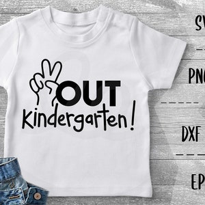 ピースアウト幼稚園 SVG、子供の最後の学校日、卒業式 -PNG EpS DXF、クリカット シルエット熱転写ビニール HTV デカール ステンシル ベクトル