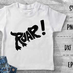 RYTA! Dinosaurie SVG T-Rex, Barndinosauriedesign, Häftig -Svg PNG EpS DxF, Cricut Silhuett, Värmeöverföringsvinyl, Htv, Dekal, Schablon, Vektor