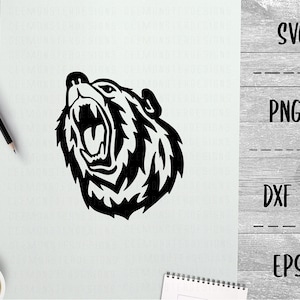 Roaring Bear SVG, Grizzly Bear Rawr, Animal - PNG EpS DXF, Cricut, Silhouette, Heat Transfer Vinyl, Clip Art, Decal, Stencil, Vector