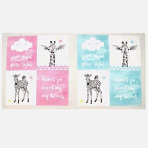 Baby Safari Fabric Panel by Clothworks Y 2604 54 (# 57) Panel Measures 23" X 43" each Animal 4 Patch Measures 19" X 20.5" #8