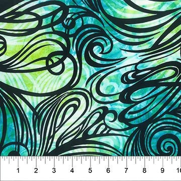 Blue Purple Swirl Batik Fabric - 03562
