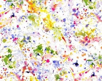 Rainbow Splatter Splotch White Fabric by Windham Fabrics 51158 6 **This is a 2 yd or 72 inch cut** #7