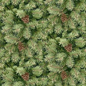 Holiday Botanicals: Green Packed Pine Branches Fabric by Henry Glass Fabrics 211517 **This is for a 2 Yard Cut**  #7