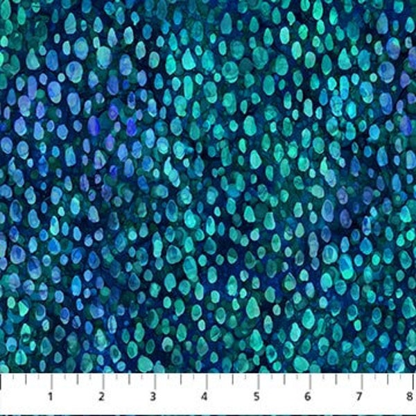 Allure Indigo Blue Peaditty Peacock Fabric by Northcott 26703 46  **This is a 2 yd or 72 inch cut**