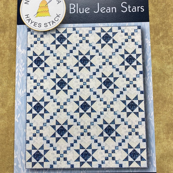 Blue Jean Stars Quilt Pattern by Needle In A Hayes Stack for Hoffman Fabrics NH2011