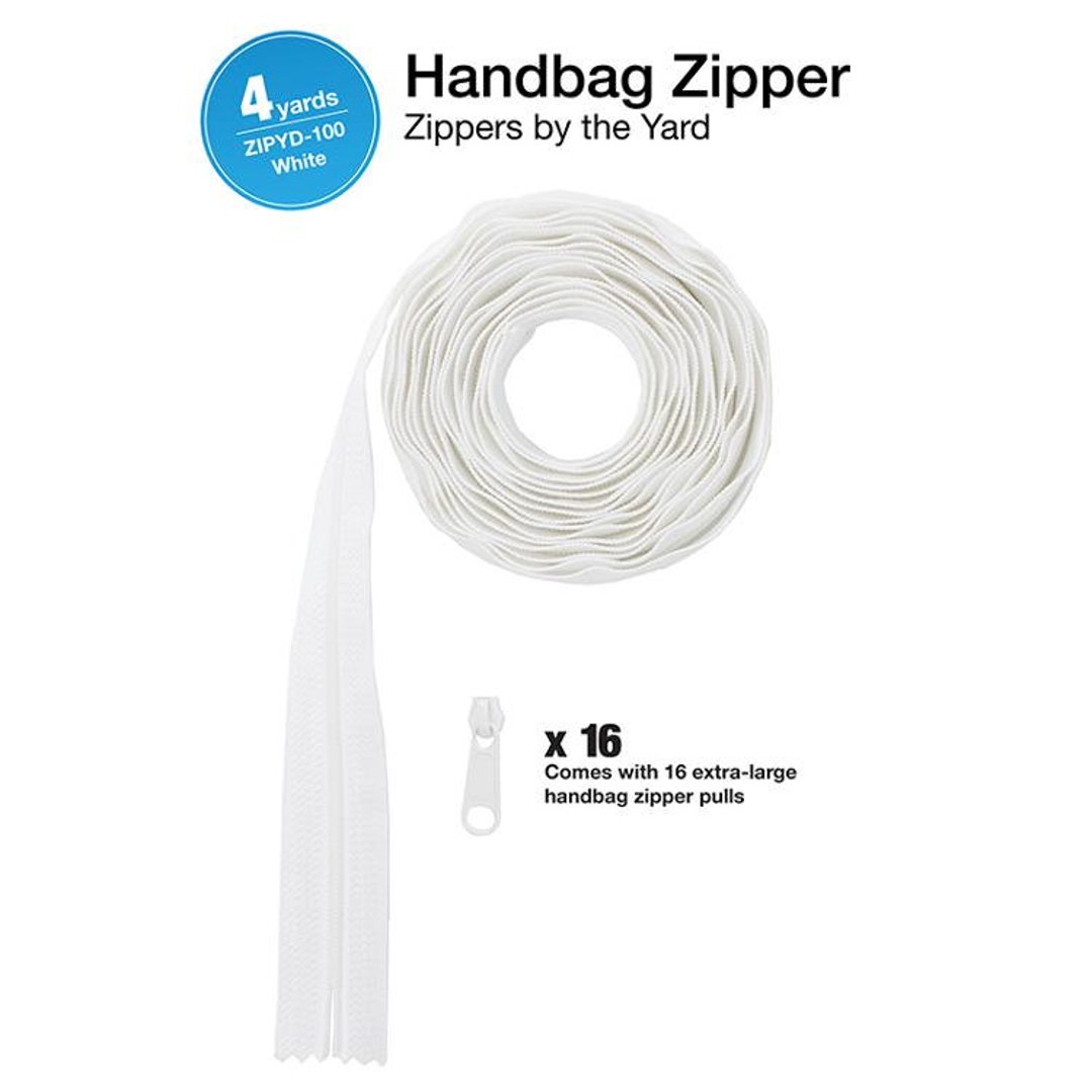 White Zippers by the yard