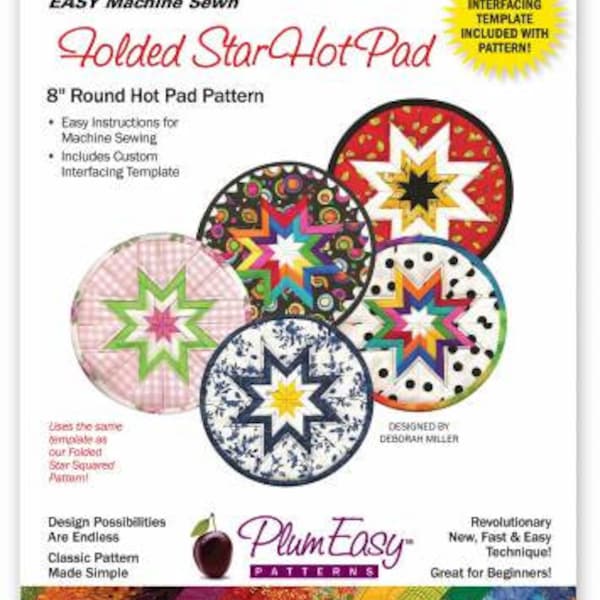 Folded Star Hot Pad, 8" Round Hot pad pattern by Plum Easy Patterns by Deb Miller, PEP-101