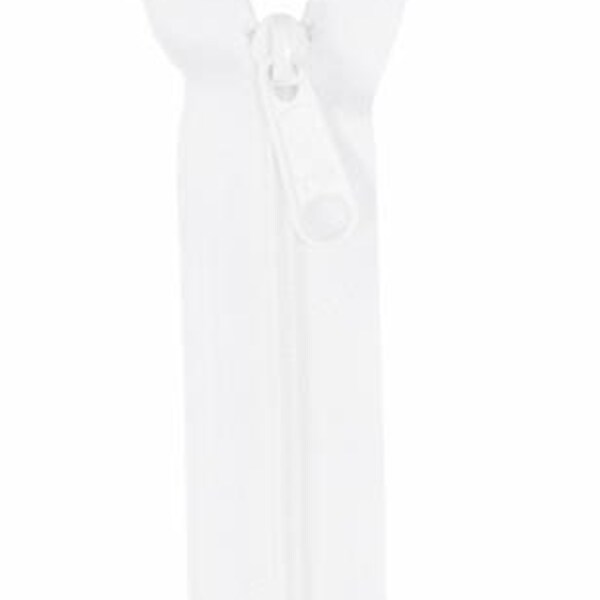 White Single Slide Handbag Zipper by Annie ZIP24 100 **This is 24 inches long**